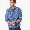 Gazman Casual Double Faced Check Long Sleeve Shirt - Blue -Cheap Gazman Store 1 42810