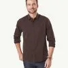 Gazman Authentic Twill Long Sleeve Shirt - Chocolate -Cheap Gazman Store 1 43288