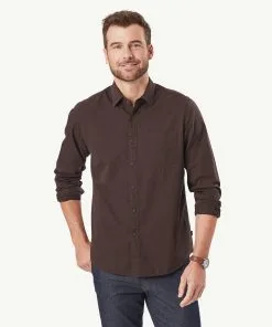 Gazman Authentic Twill Long Sleeve Shirt - Chocolate