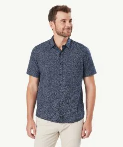 Gazman Casual Floral Print Short Sleeve Shirt - Navy
