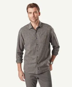 Gazman Brushed Twill Long Sleeve Shirt - Grey Melange