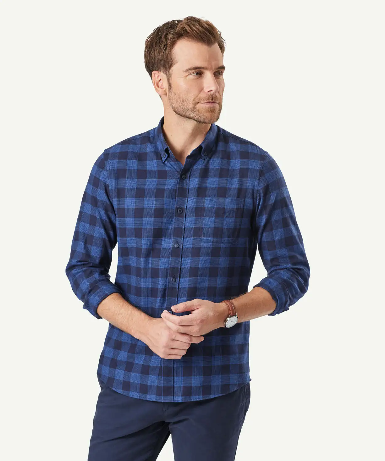 Gazman Tailored Brushed Check Long Sleeve Shirt - Midnight 3 Gazman Tailored Brushed Check Long Sleeve Shirt - Midnight