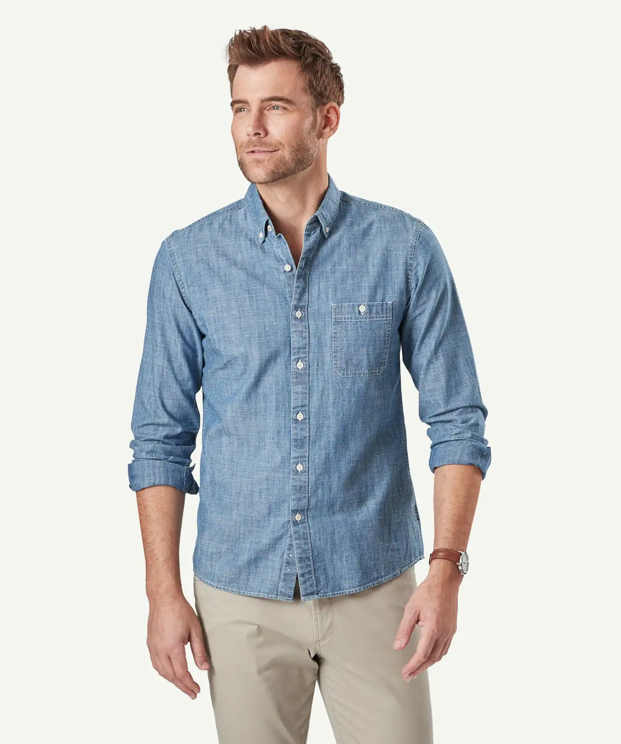 Gazman Tailored Casual Chambray Long Sleeve Shirt - Chambray 3 Gazman Tailored Casual Chambray Long Sleeve Shirt - Chambray