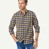 Gazman Brushed Twill Box Check Long Sleeve Shirt - Golden Yellow -Cheap Gazman Store 1 44605