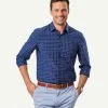 Gazman Tailored Oxford Check Long Sleeve Shirt - Navy 1 Gazman Tailored Oxford Check Long Sleeve Shirt - Navy -Cheap Gazman Store 1 46060