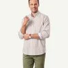Gazman Casual Double Faced Stripe Long Sleeve Shirt - Chestnut