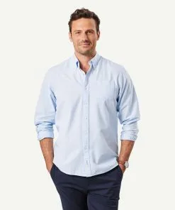 Gazman Plain Casual Oxford Long Sleeve Shirt - Sky Blue