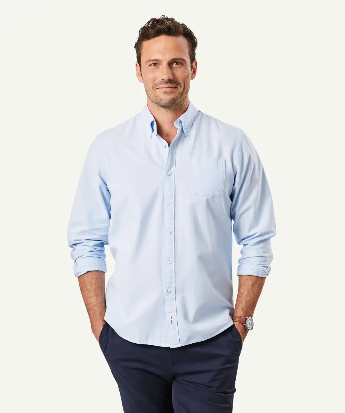 Gazman Plain Casual Oxford Long Sleeve Shirt - Sky Blue 3 Gazman Plain Casual Oxford Long Sleeve Shirt - Sky Blue