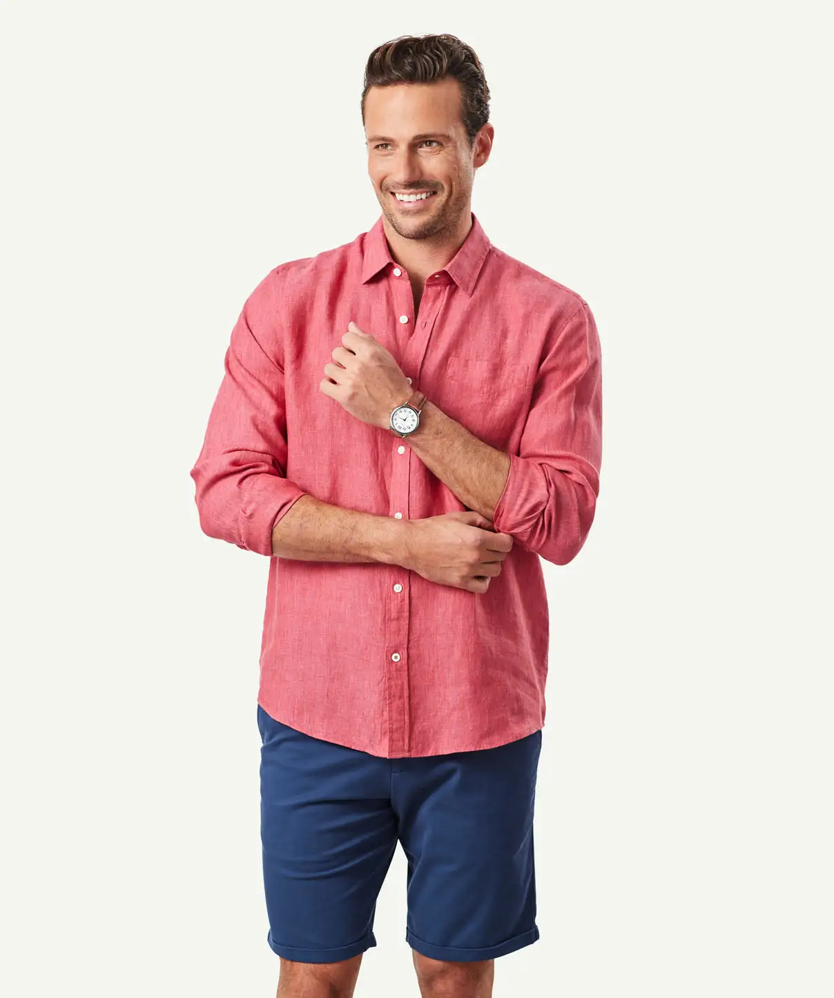 Gazman Pure French Linen Long Sleeve Shirt - Red 3 Gazman Pure French Linen Long Sleeve Shirt - Red