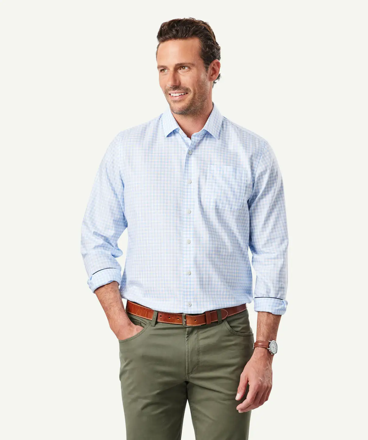 Gazman Non-Iron Twill Check Long Sleeve Shirt - Blue 3 Gazman Non-Iron Twill Check Long Sleeve Shirt - Blue