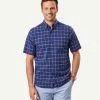 Gazman Casual Madras Check Short Sleeve Shirt - Navy -Cheap Gazman Store 1 46390