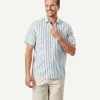 Gazman Casual Bold Melange Stripe Short Sleeve Shirt - Fern -Cheap Gazman Store 1 46400
