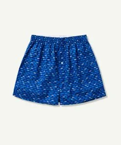 Gazman Fish Bone Print Boxers - Deep Blue