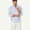 Gazman Tailored Linen Blend Stripe Long Sleeve Shirt - Pale Blue 2 Gazman Tailored Linen Blend Stripe Long Sleeve Shirt - Pale Blue -Cheap Gazman Store 1 46904