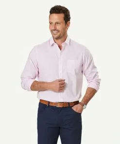 Gazman Easy Care Feather Stripe Long Sleeve Shirt - Pink