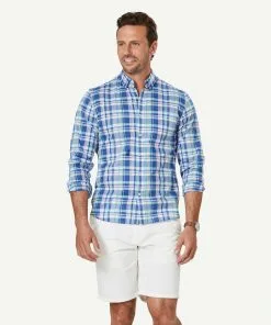 Gazman Tailored Casual Slub Check Long Sleeve Shirt - Multi Check