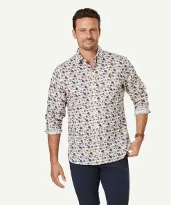 Gazman Casual Floral Print Long Sleeve Shirt - White
