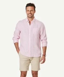 Gazman French Linen Stripe Long Sleeve Shirt - Pink