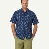 Gazman Casual Island Print Short Sleeve Shirt - Midnight