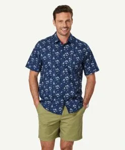 Gazman Casual Island Print Short Sleeve Shirt - Midnight