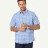 Gazman Easy Care Check Short Sleeve Shirt - Blue -Cheap Gazman Store 1 47325