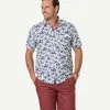 Gazman Linen Blend Palm Print Short Sleeve Shirt - White 2 Gazman Linen Blend Palm Print Short Sleeve Shirt - White -Cheap Gazman Store 1 47335