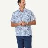 Gazman Linen Blend Turtle Print Short Sleeve Shirt - White -Cheap Gazman Store 1 47341