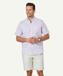 Gazman Easy Care Slub Check Short Sleeve Shirt - Pink