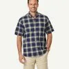 Gazman Casual Cotton Check Short Sleeve Shirt - Navy -Cheap Gazman Store 1 47430