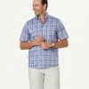 Gazman Easy Care Oxford Check Short Sleeve Shirt - Chambray -Cheap Gazman Store 1 47435