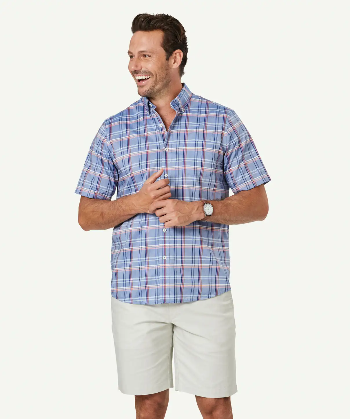 Gazman Easy Care Oxford Check Short Sleeve Shirt - Chambray 3 Gazman Easy Care Oxford Check Short Sleeve Shirt - Chambray