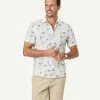 Gazman Tailored Casual Palm Print Short Sleeve Shirt - Ecru -Cheap Gazman Store 1 47450