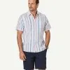 Gazman Linen Blend Variegated Stripe Short Sleeve Shirt - Multi Stripe