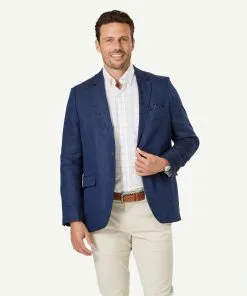 Gazman Linen Herringbone Sports Jacket - Indigo