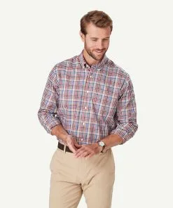 Gazman Easy Care Herringbone Check Long Sleeve Shirt - Multi Check