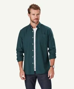 Gazman Tailored Casual Oxford Long Sleeve Shirt - Forest