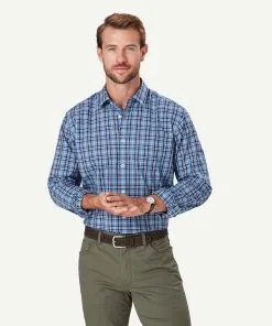 Gazman Casual Plaid Check Long Sleeve Shirt - Steel