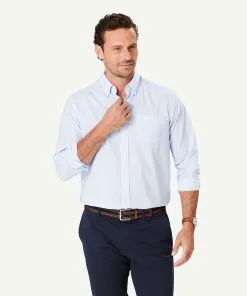 Gazman Casual Geo Print Long Sleeve Shirt - Pale Blue