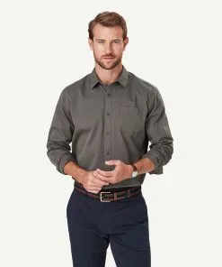 Gazman Authentic Twill Long Sleeve Shirt - Dark Olive