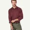 Gazman Authentic Twill Long Sleeve Shirt - Wine -Cheap Gazman Store 1 48638