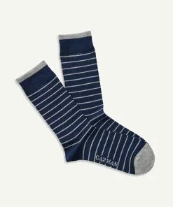 Gazman Non Tight Stripe Sock - Navy