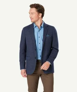 Gazman Stretch Houndstooth Sports Jacket - Navy