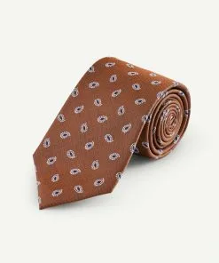 Gazman Silk Paisley Geo Tie - Orange