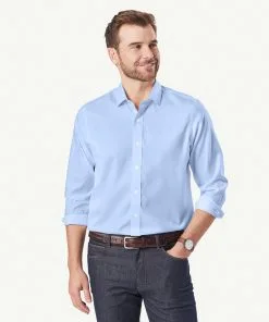Gazman Easy Care Plain Oxford Shirt - Blue