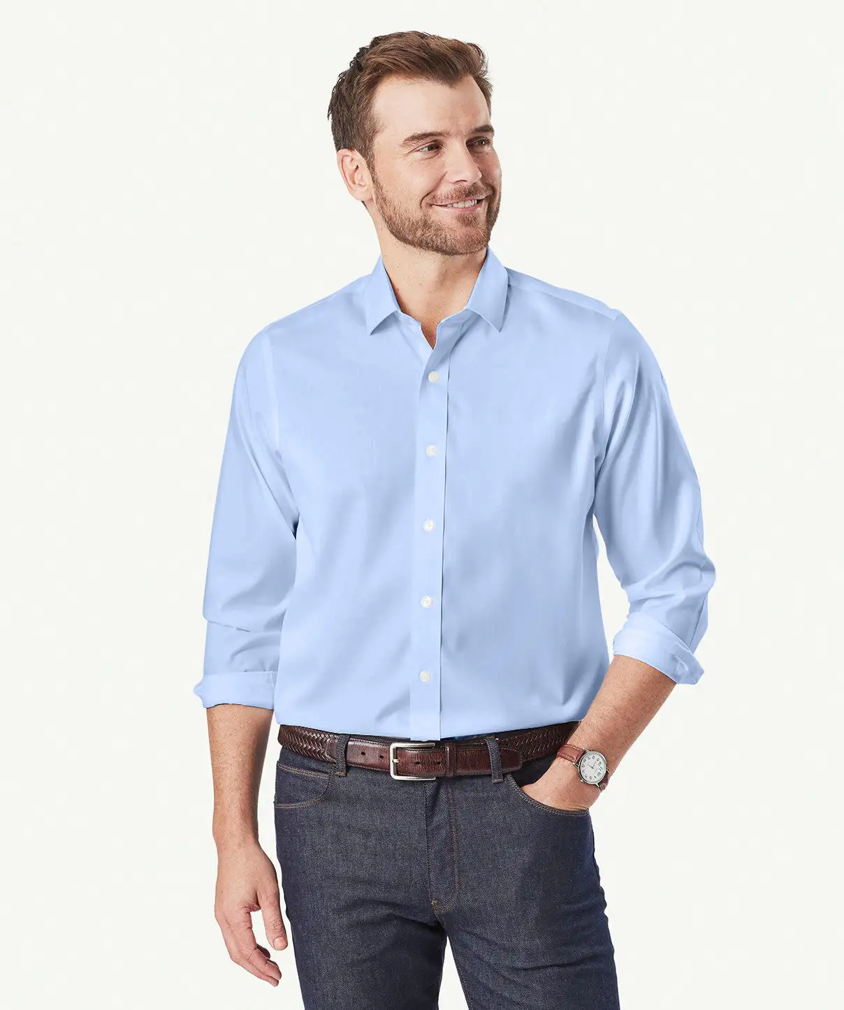 Gazman Easy Care Plain Oxford Shirt - Blue 3 Gazman Easy Care Plain Oxford Shirt - Blue
