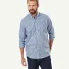 Gazman Easy Care Twill Melange Check Long Sleeve Shirt - Blue Melange -Cheap Gazman Store 1 49923