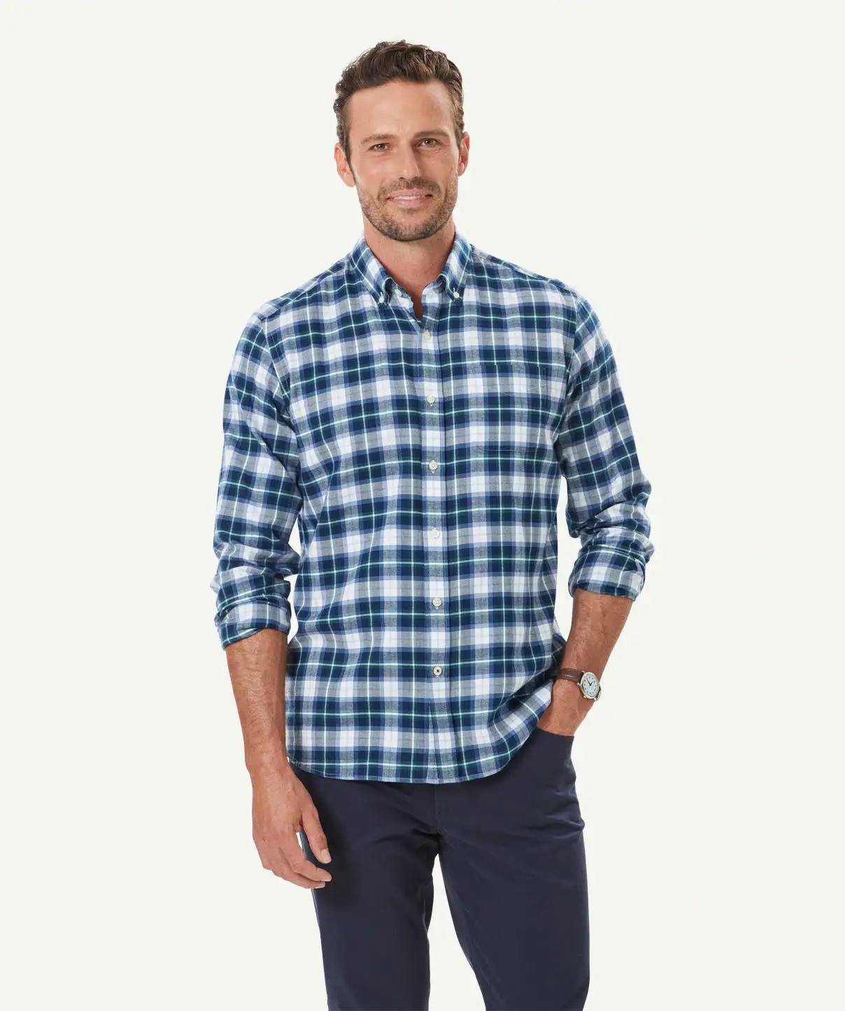 Gazman Brushed Twill Check Long Sleeve Shirt - Slate 3 Gazman Brushed Twill Check Long Sleeve Shirt - Slate