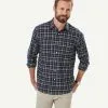Gazman Brushed Twill Check Long Sleeve Shirt - Navy -Cheap Gazman Store 1 49980