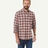 Gazman Brushed Twill Check Long Sleeve Shirt - Terracotta