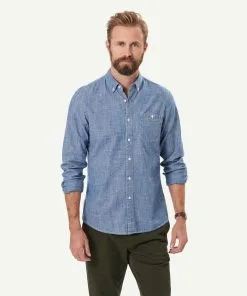 Gazman Tailored Casual Chambray Long Sleeve Shirt - Chambray